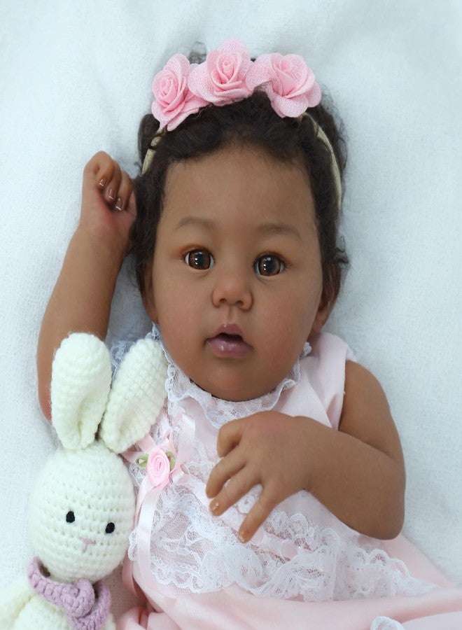 KSBD Reborn Baby Doll Black Girl - 18-Inch Realistic Lifelike African American Newborn Handmade Doll with Real Life Soft Weighted Body and Accessories - Gift for Kids Ages 3 and Up - Image 3